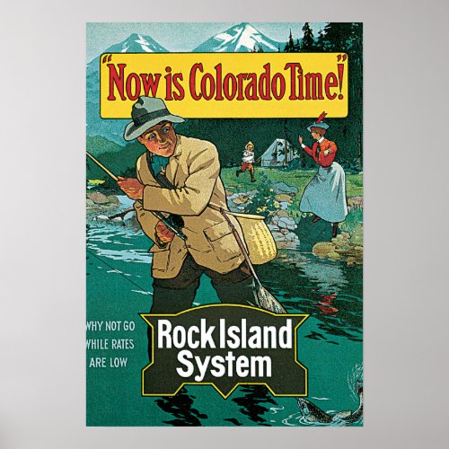Colorado Fishing Time Vintage Travel Poster