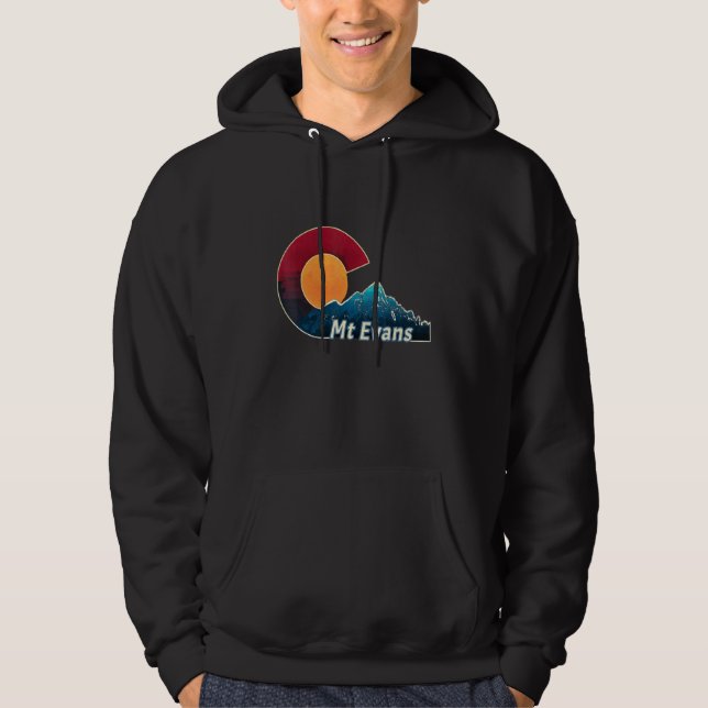 Colorado Flag And Mountain Styled Mount Evans Hoodie (Front)