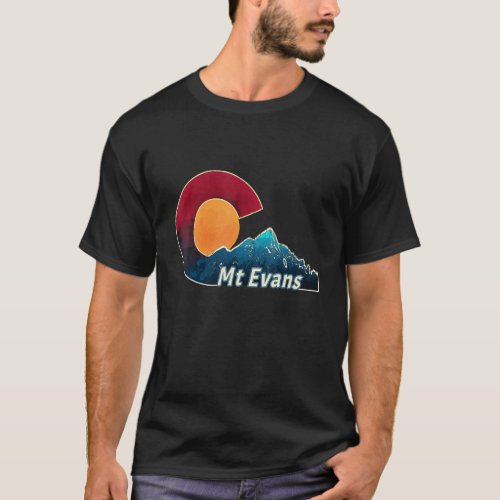 Colorado Flag And Mountain Styled Mount Evans T_Shirt