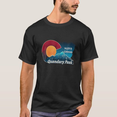 Colorado Flag And Mountain Styled Quandary Peak T_Shirt