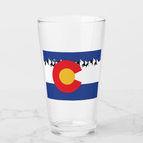 Colorado Flag and Mountains Glass