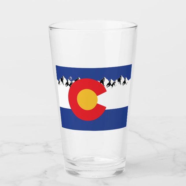 Colorado Flag and Mountains Glass (Front)