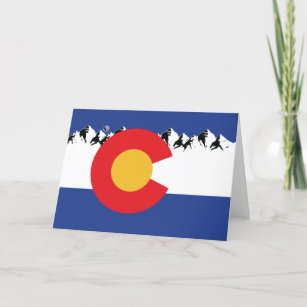 Colorado Flag and Mountains Holiday Card