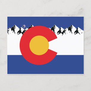 Colorado Flag and Mountains Holiday Postcard