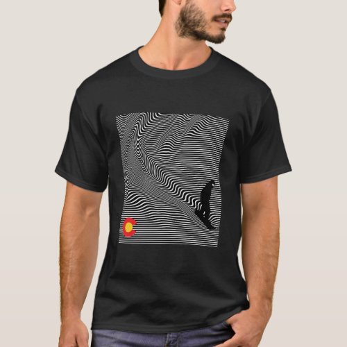 Colorado Flag And Mountains Snowboard Line Art Mcm T_Shirt