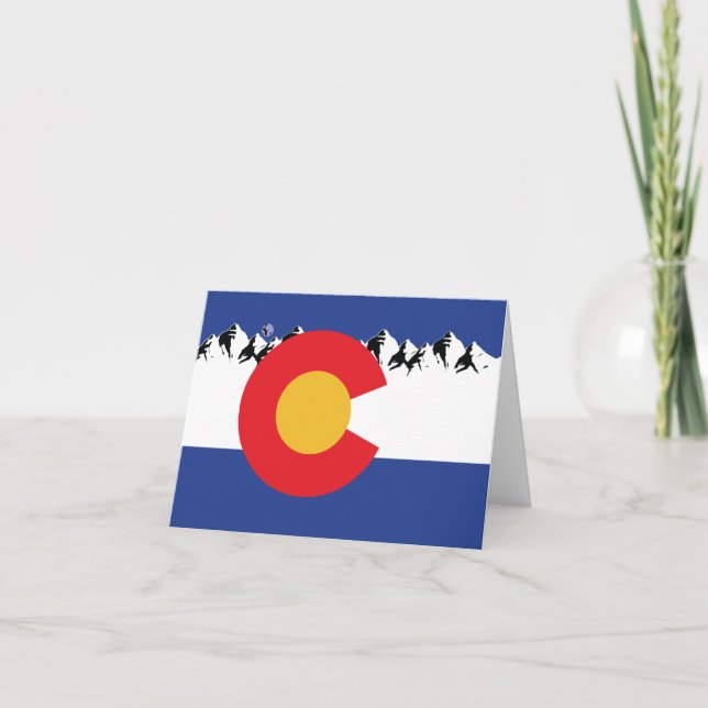 Colorado Flag and Mountains Thank You Card (Front)