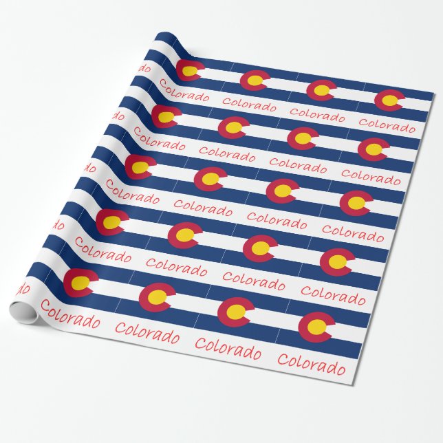 Colorado Flag And Name Wrapping Paper (Unrolled)