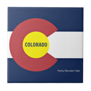 Colorado Flag and Slogan Ceramic Tile