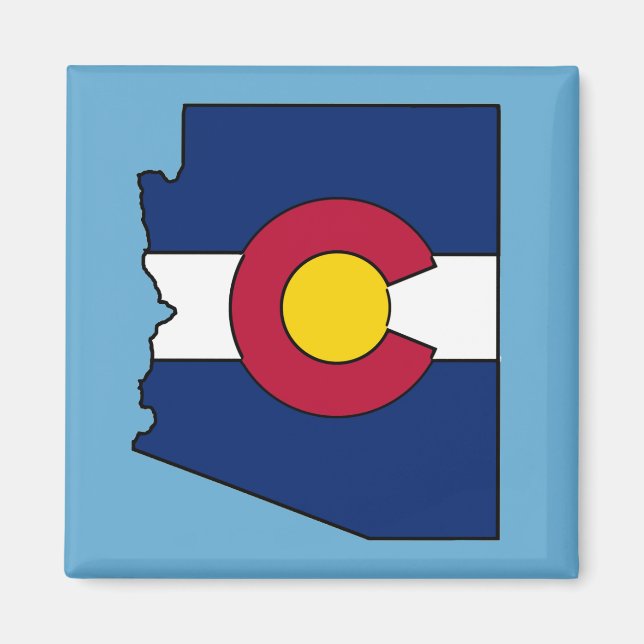 Colorado flag Arizona outline square magnet (Front)