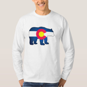 Colorado flag bear mens long sleeve shirt
