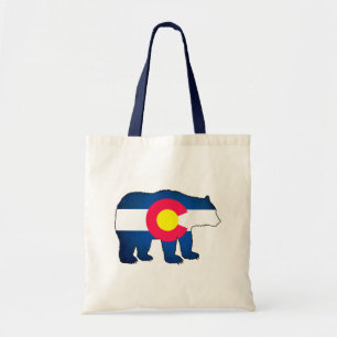 Colorado flag bear reusable tote bag