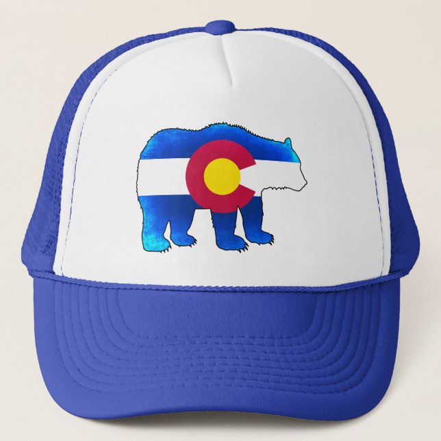 Colorado flag bear trucker hat (Front)