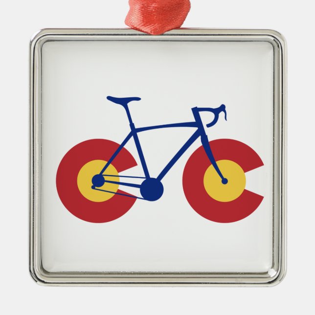 Colorado Flag Bicycle Metal Ornament (Front)