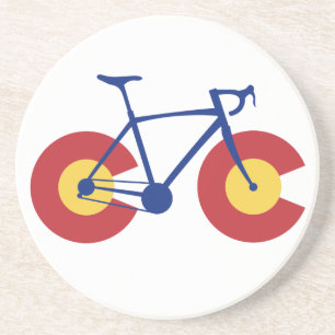 Colorado Flag Bicycle Sandstone Coaster