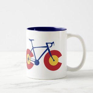 Colorado Flag Bicycle Two-Tone Coffee Mug