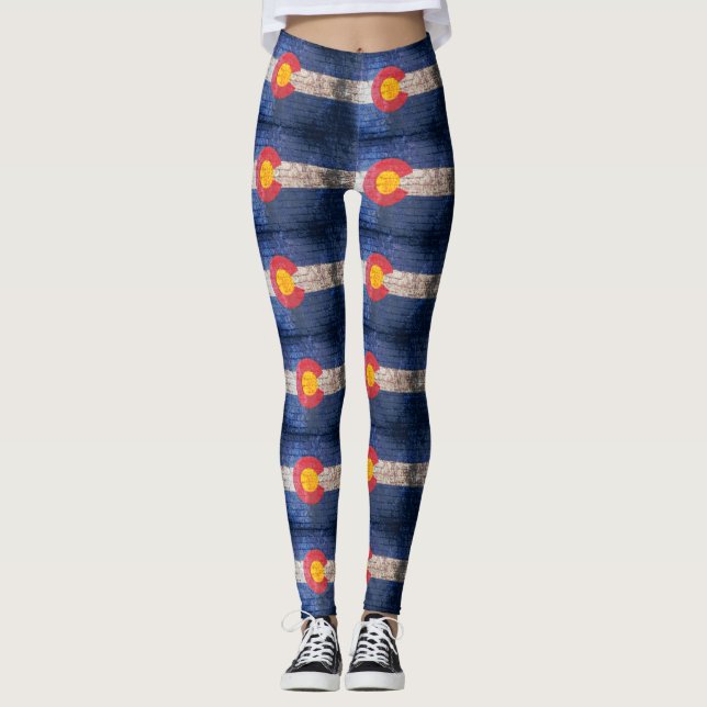 Colorado flag brick pattern leggings (Front)