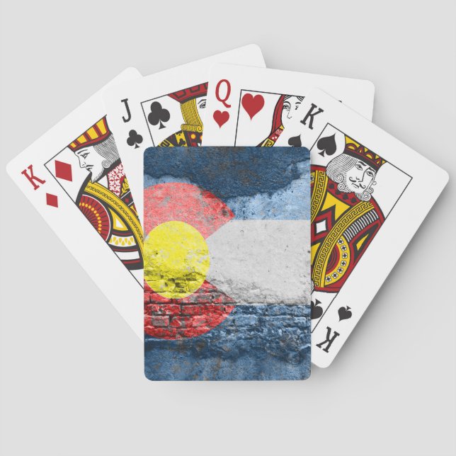 colorado flag brick wall poker cards (Back)