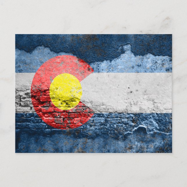 colorado flag brick wall postcard (Front)