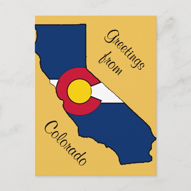 Colorado flag California outline custom postcard (Front)