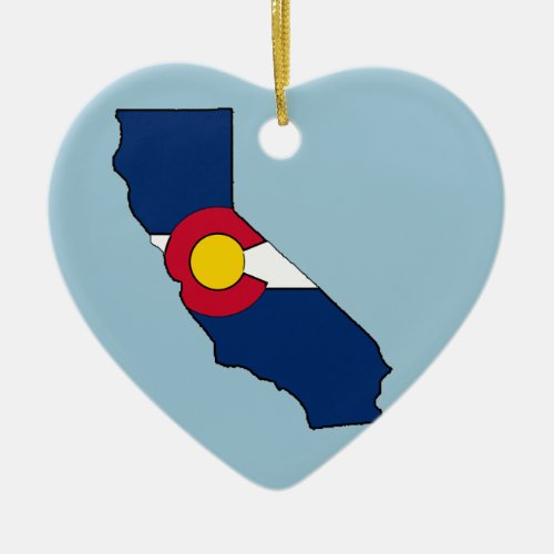 Colorado flag California outline heart ornament