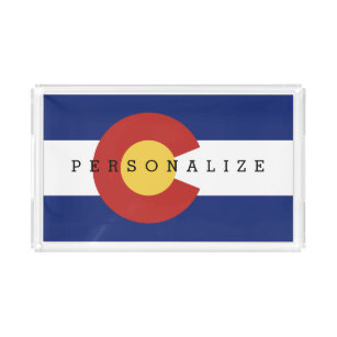 Colorado flag clear see through plastic custom acrylic tray