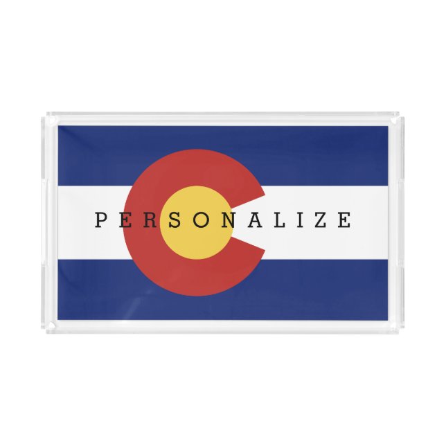 Colorado flag clear see through plastic custom acrylic tray (Front)