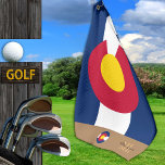 Colorado flag & Colorado monogrammed / golf towel<br><div class="desc">Sports/Golf Towel: Colorado & Colorado flag with monogrammed "custom" name at the bottom - love my country,  travel,  holiday,  patriots / sports fans</div>