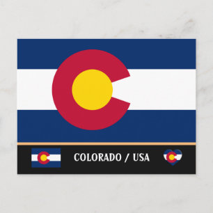 Colorado Flag & Colorado State USA /America Postcard
