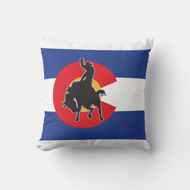 Colorado Flag Cowboy Throw Pillow (Front)