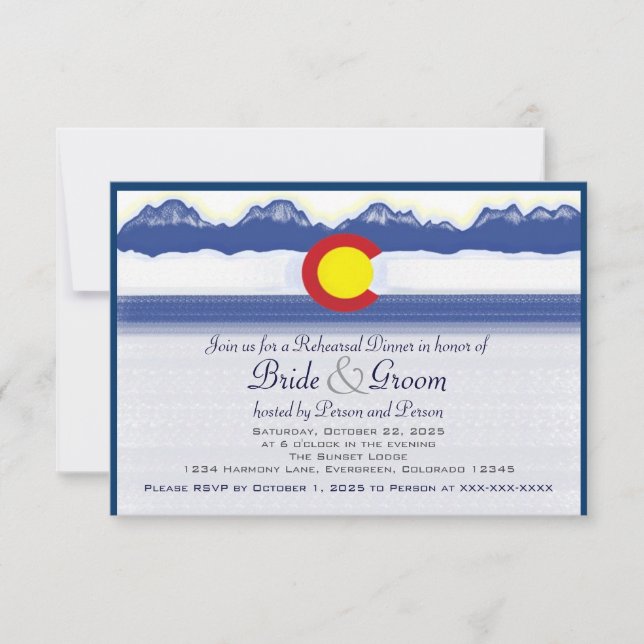 Colorado flag custom rehearsal dinner cards (Front)