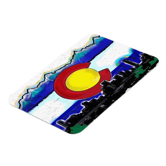 Colorado flag denver skyline artistic magnet (Left Side)
