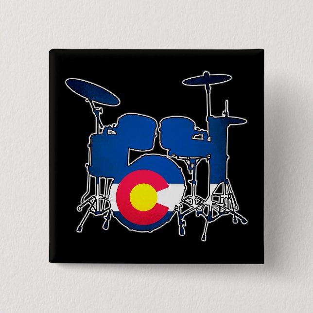 Colorado flag drums square button (Front)