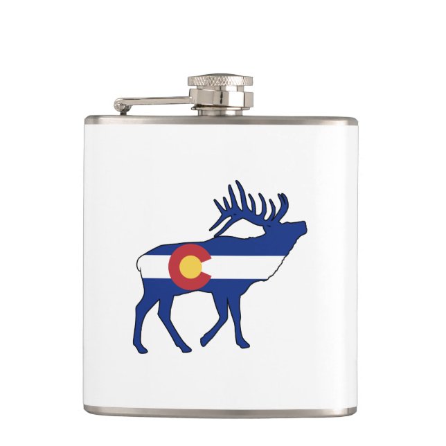 Colorado Flag Elk Flask (Front)