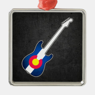 Colorado flag guitar grunge square ornament