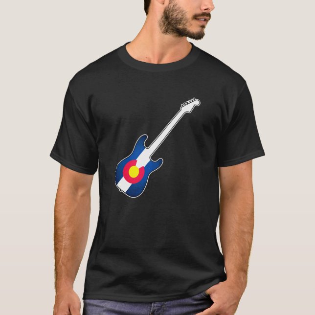 Colorado flag guitar mens shirt (Front)