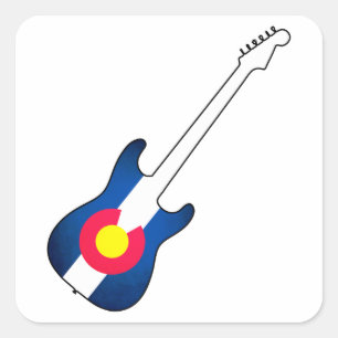 Colorado flag guitar square sticker labels