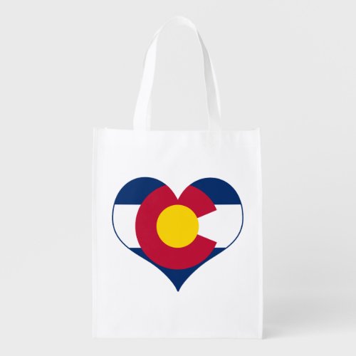 Colorado Flag Heart Reusable Grocery Bag