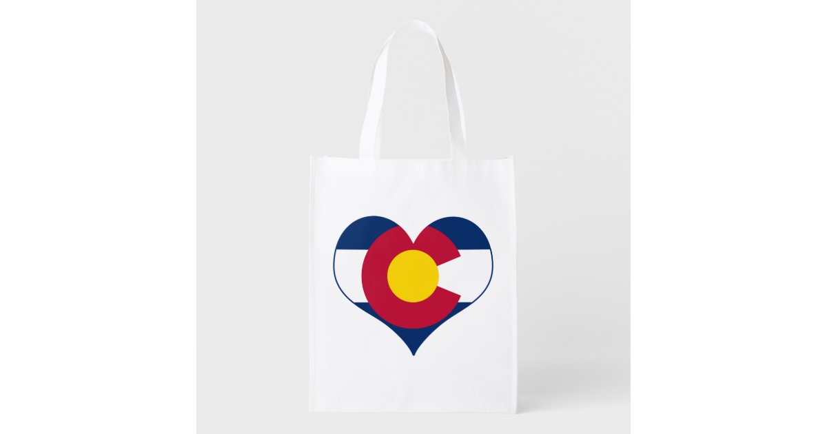 Colorado Flag Heart Reusable Grocery Bag Zazzle