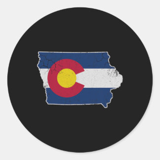 Colorado Flag Iowa Transplant Home Vacation Family Classic Round Sticker
