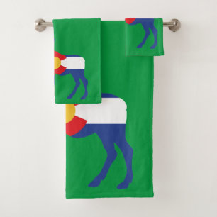 Colorado Flag Made into a Moose Bath Towel Set