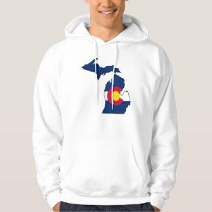 Colorado flag Michigan outline guys hoodie