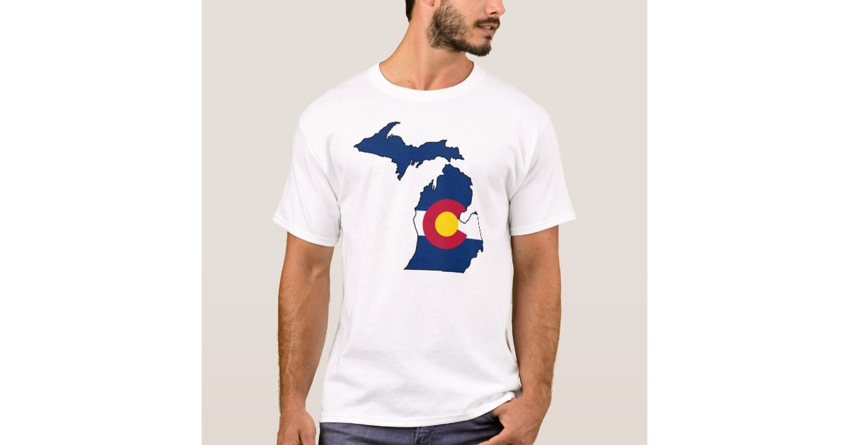 Colorado Flag Michigan Outline Guys Tshirt Zazzle Com