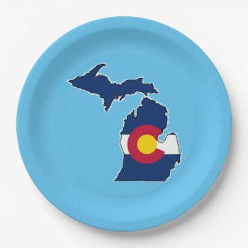 Colorado Flag Michigan Outline Paper Plates by ColoradoCreativity at Zazzle