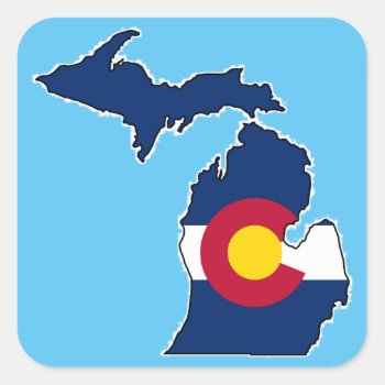 Colorado Flag Michigan Outline Square Stickers by ColoradoCreativity at Zazzle