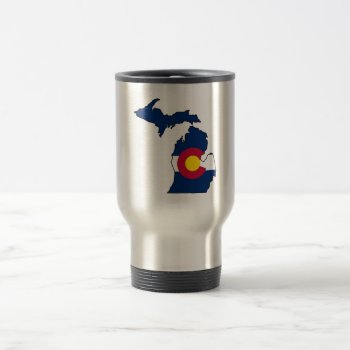 Colorado Flag Michigan Outline Travel Mug by ColoradoCreativity at Zazzle