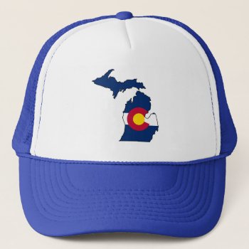 Colorado Flag Michigan Outline Trucker Hat by ColoradoCreativity at Zazzle