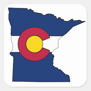 Colorado flag Minnesota outline square stickers