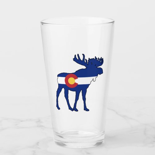 Colorado Flag Moose Glass