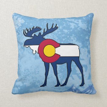 Colorado Flag Moose Snowflake Square Pillow by ColoradoCreativity at Zazzle