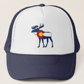 Colorado Flag Moose Trucker Hat by ColoradoCreativity at Zazzle
